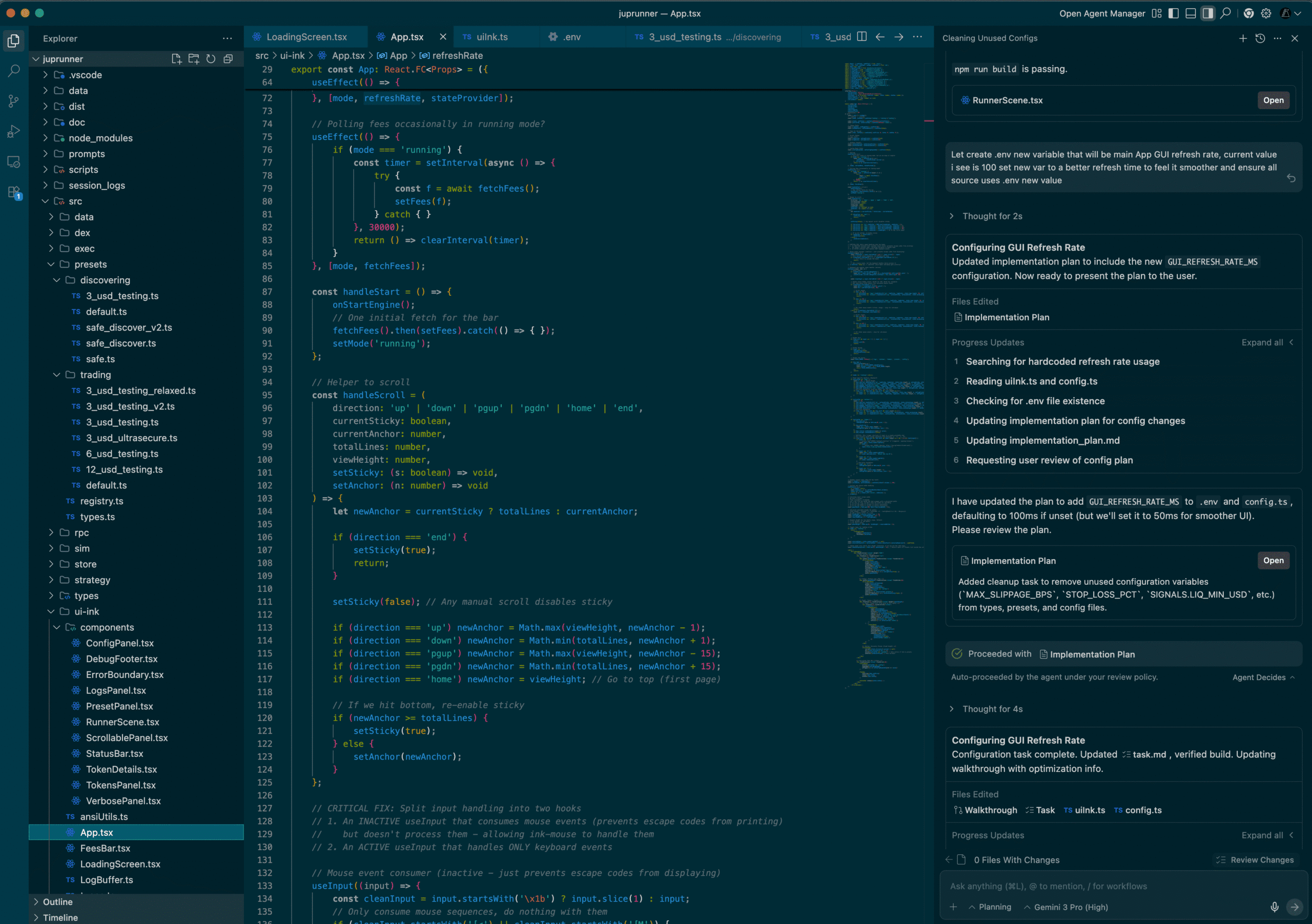 JupRunner terminal UI screenshot placeholder
